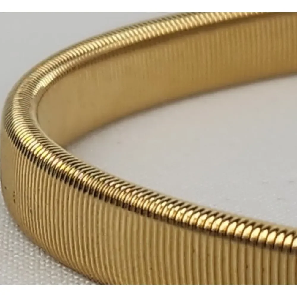 Vintage 80s Goldtone Skinny Rhinestone Stretchy Gold Tone Flex Belt